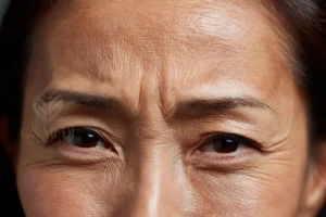 Nếp nhăn vùng mắt và trán do lão hóa da ở phụ nữ trung niên